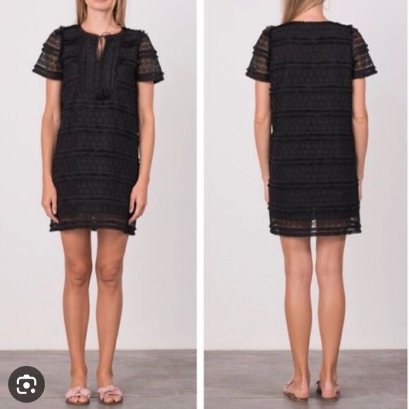 Margaret O'Leary Dresses & Skirts - Margaret O’Leary Cotton Fringe Lace Dress Black S
